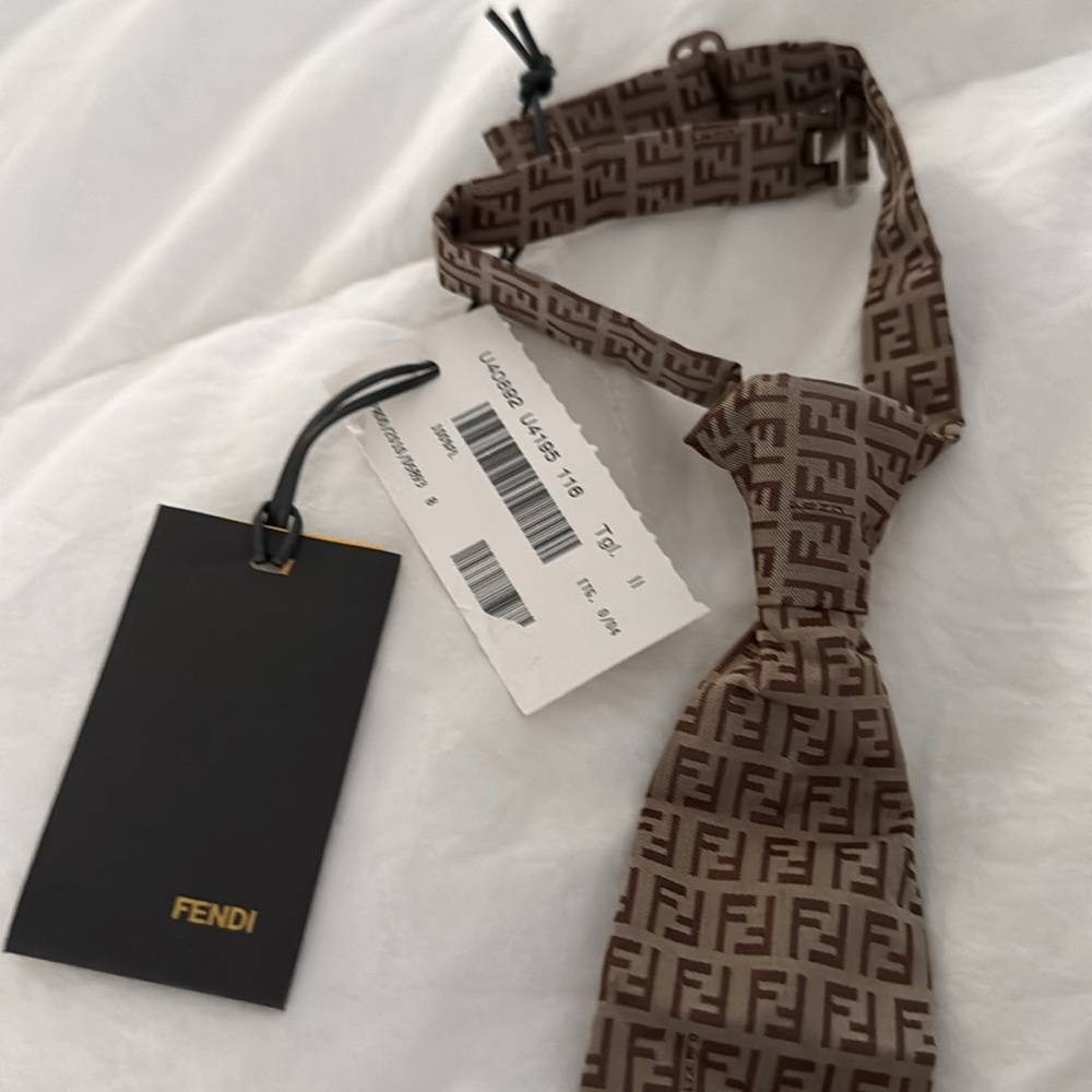 Brand New Fendi Boys Logo Tie | Designer Italian Luxury | Statement Accessory - Picture 4 of 7